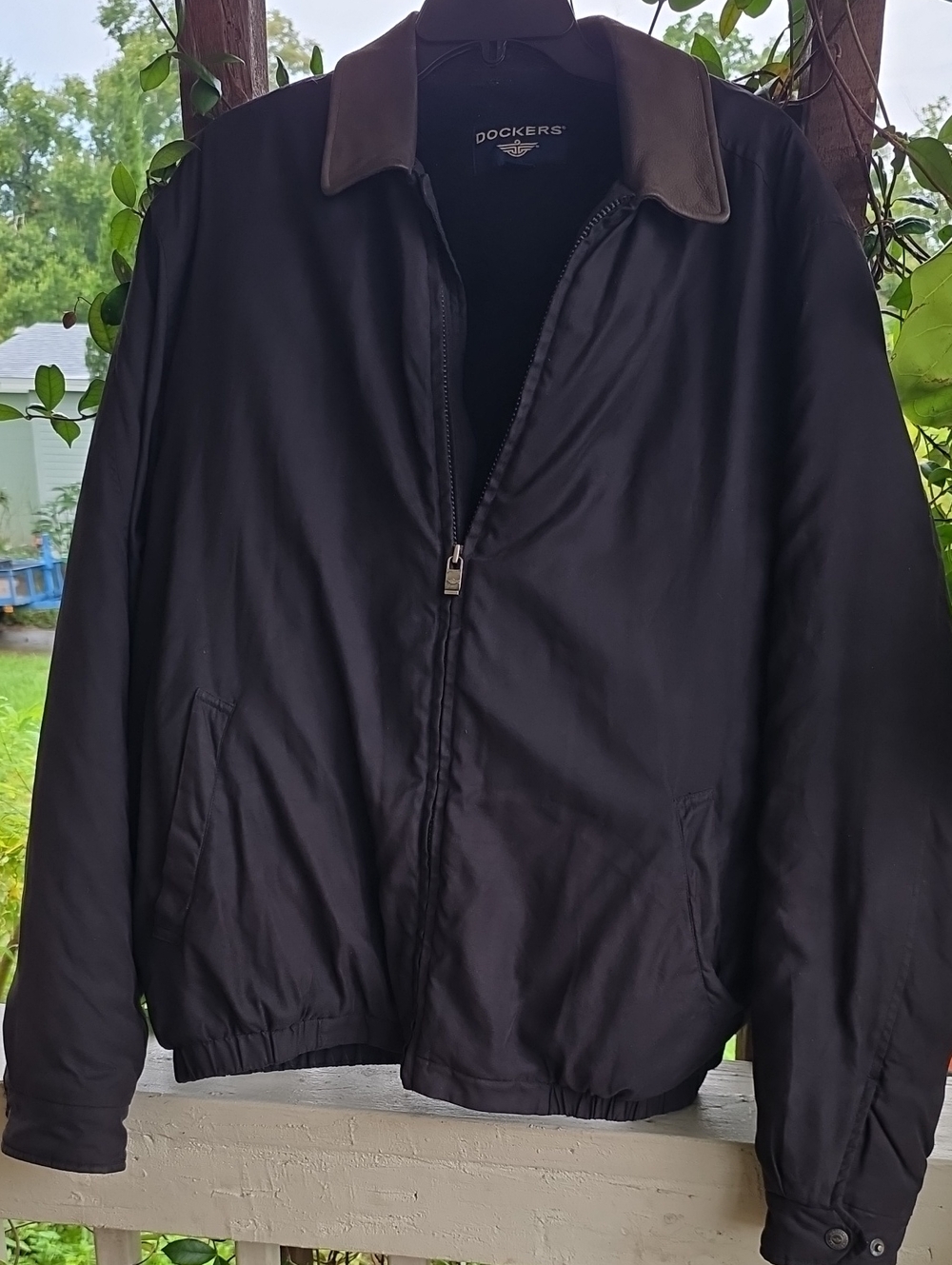 Dockers Jacket Mens Large Brown Faux Suede Microfiber Full Zip Casual Coat L